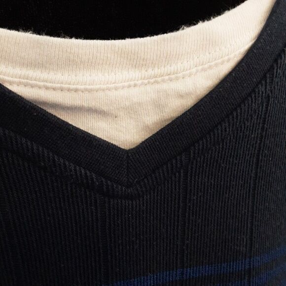 WAREHOUSE ONE Sweater Layered Look V-Neck Tee Ribbed Size XL - Picture 7 of 13